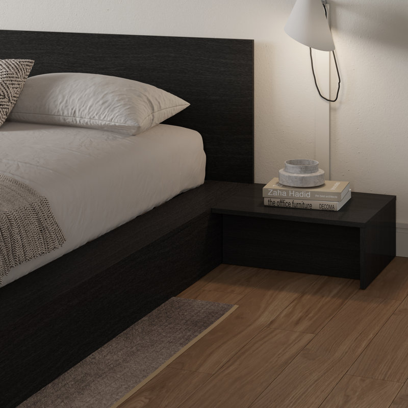 Ensemble de chambre à coucher avec lit plateforme 3 pièces Makoa, Black, Très grand lit