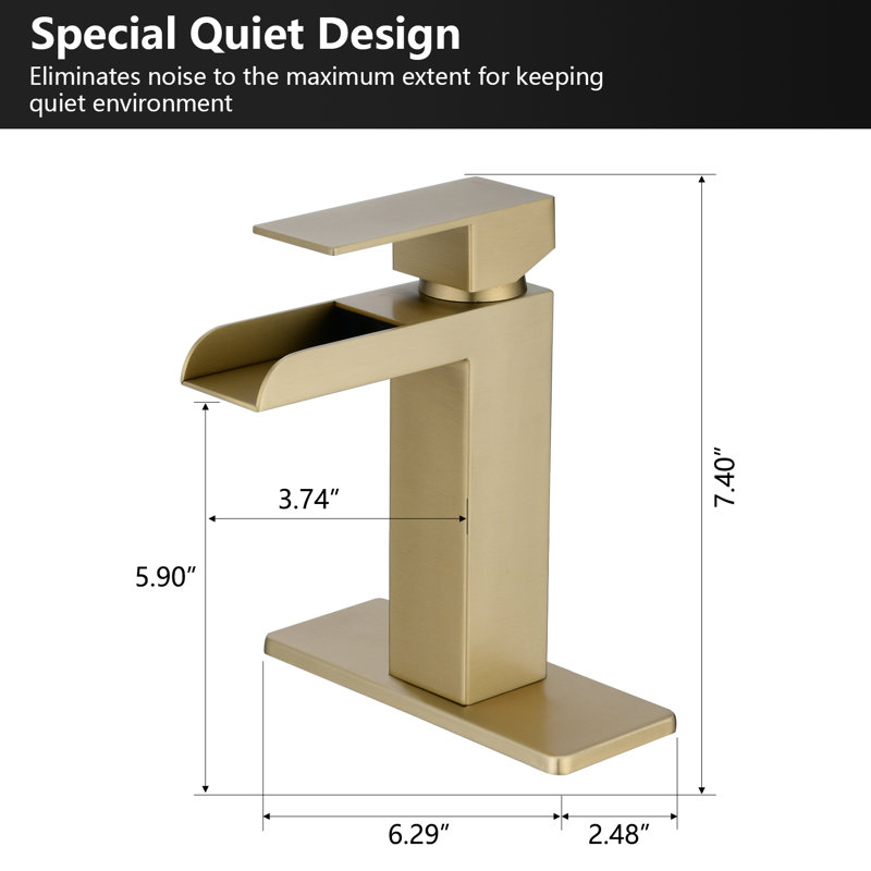 Single-Hole Single-handle Bathroom Faucet with Drain Assembly, Brushed Gold
