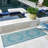 Solterra Viala Oasis Blue Cream Beige Traditional Bold Medallion Flatweave Polypropylene Indoor/ Outdoor Area Rug-114547288