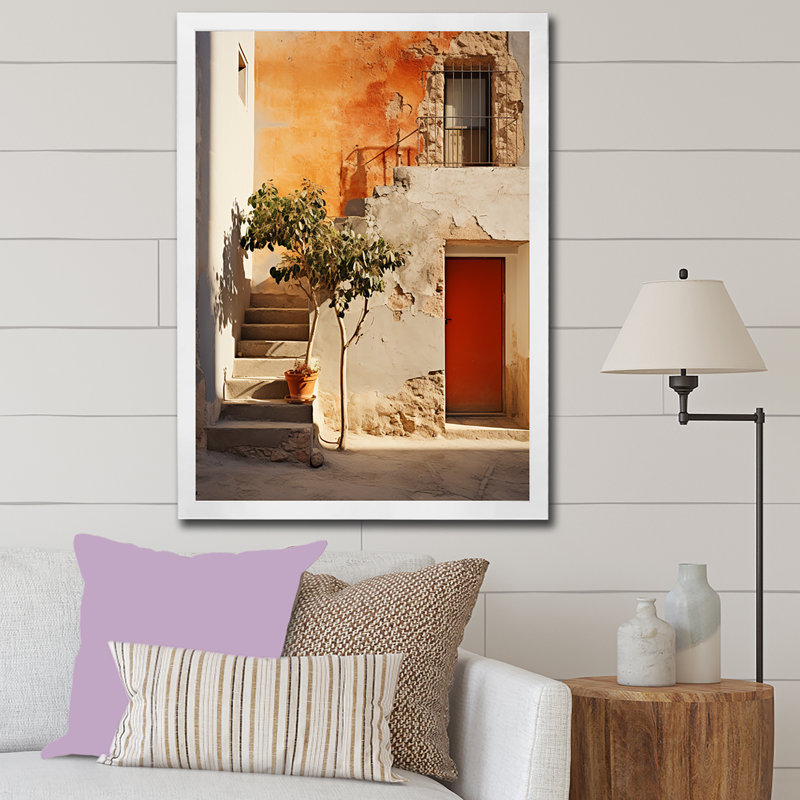 Italie, paysage d'imitation sur toile, Cadre simple blanc, H 20 po x l 12 po x P 1 po