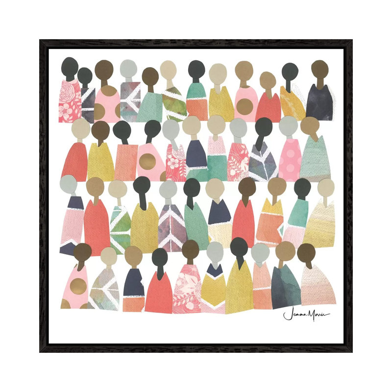 Rainbow Children by LouLouArtStudio - Print on Canvas, 66.04cm H x 66.04cm W x 3.81cm D, Black Framed