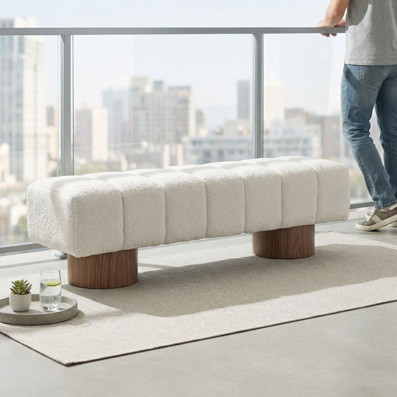 Banc de salle à manger rembourré 64 po beige, Beige