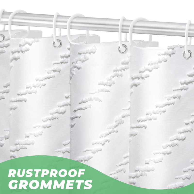 Rideau de douche blanc Boho en tissu 72 x 72 po