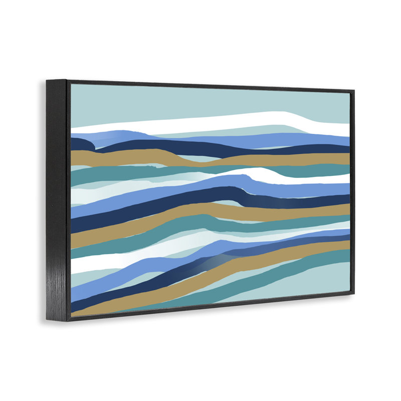 Between The Waves Ripples Framed Giclee, design by Atelier Posters, 12" H x 18" W, Midnight Black Framed Giclee