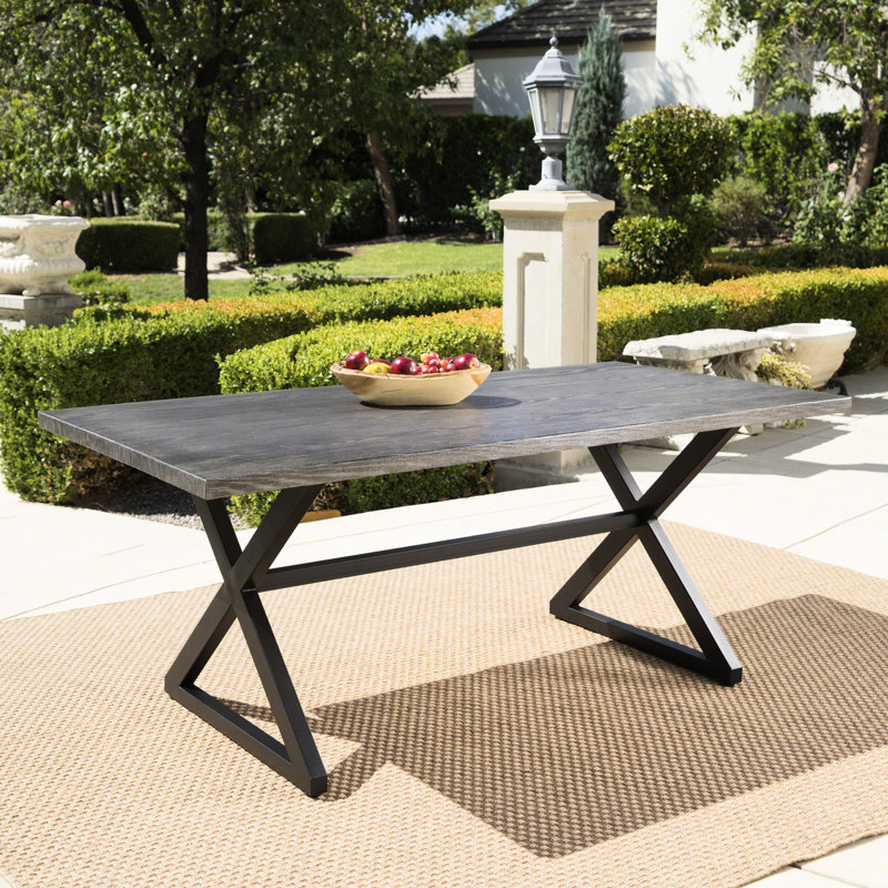 Table de salle à manger d'extérieur avec structure en aluminium et en acier, gris / noir - s'adapte à la structure du patio, de la cour, du jardin et du style de vie des utilisateurs