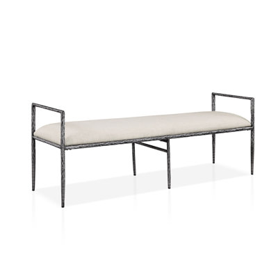Lalia 60" Modern Hammered Metal Accent Bench