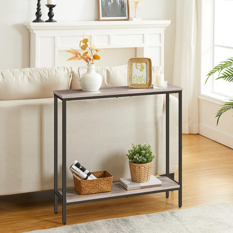 29.5 Inches Console Table, Narrow Entryway Table With Shelves, Small Sofa Table,For Hallway, Living Room, Bedroom, Foyer, Greige And Black BG22XG01