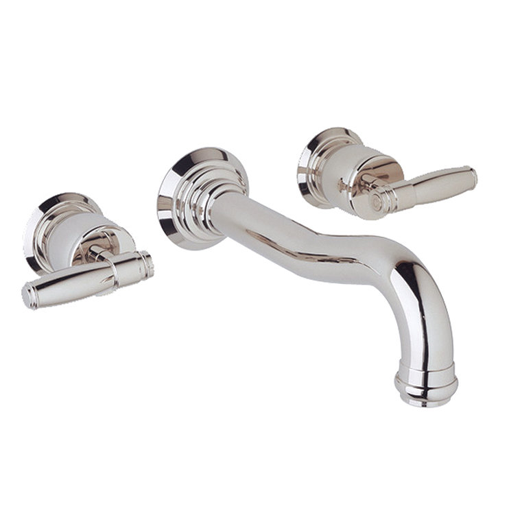 Gotham Double Handle Wall Mounted Gotham Spout Tub Filler with Lever Handle, Polished Nickel
