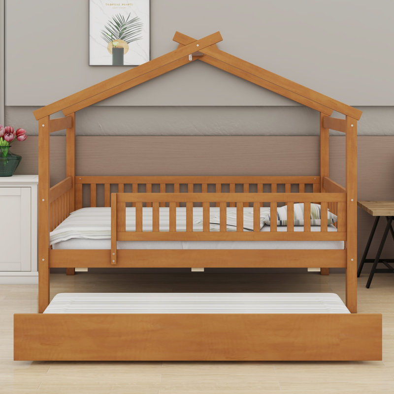 Lit en bois avec couchette, Noyer