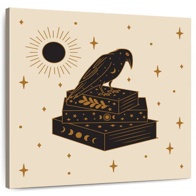 Corbeau et livres magiques