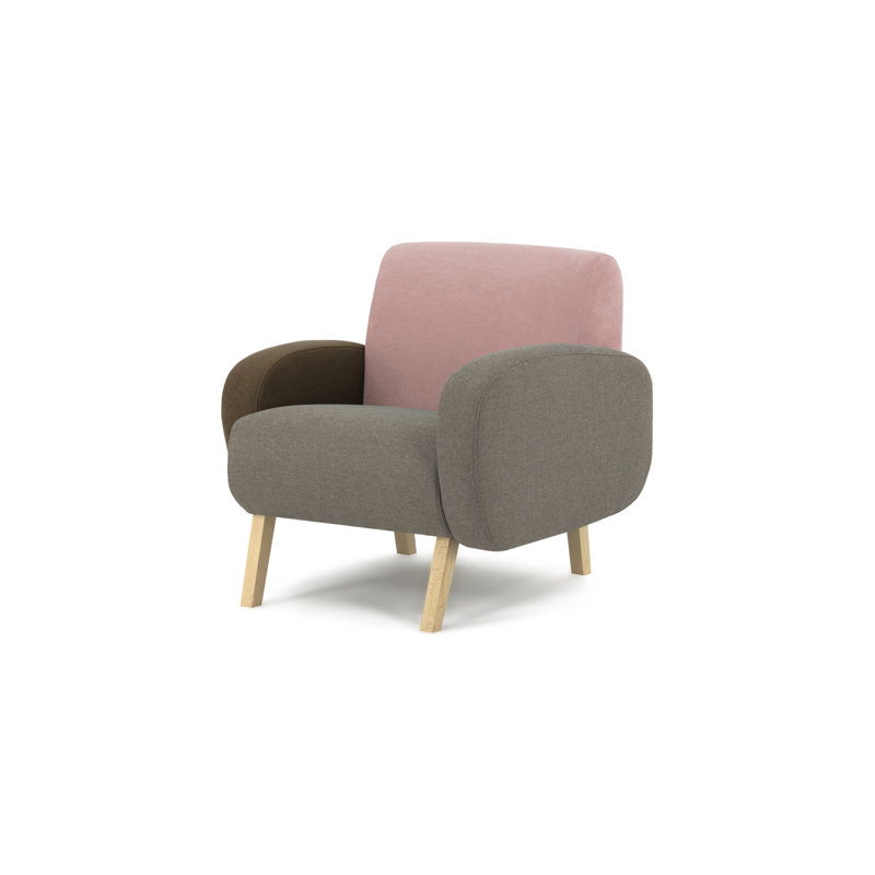 Barksdale Velvet Armchair, Beige/Grey/Pink