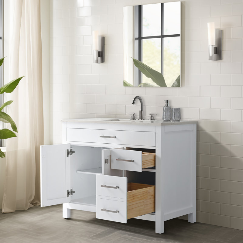 Trevor 42" W Single Vanity, White/Brushed Nickel