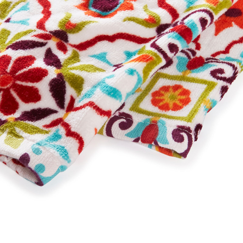 Fiesta Worn Tiles Kitchen Towels Set, Red