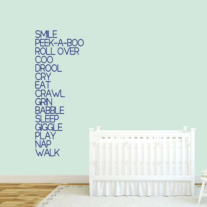 Text & Numbers Non-Wall Damaging Wall Decal, Navy
