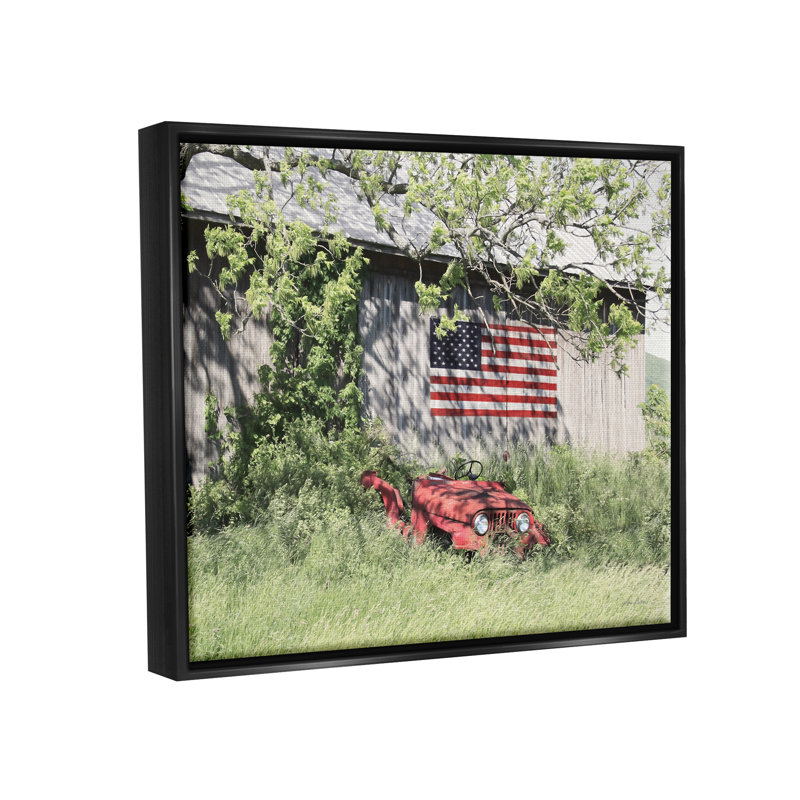 " Americana Lush Country Greenery " by Lori Deiter, Jet Black Floater Frame, 17" H x 21" W x 1.7" D