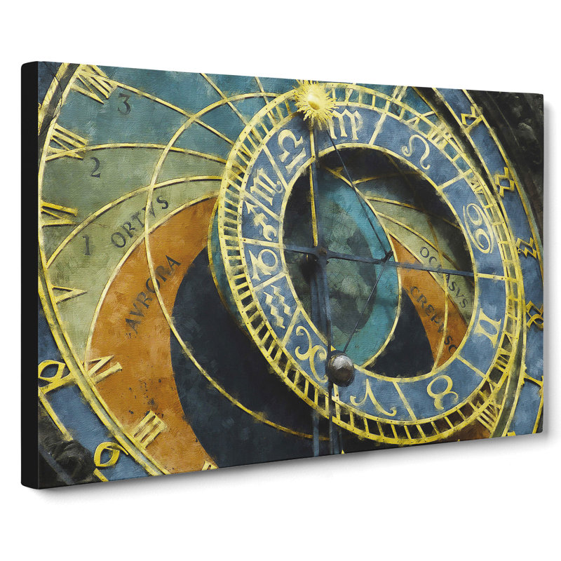 Astronomical Clock in Prague - Wrapped Canvas Graphic Art, 40cm H x 60cm W x 3cm D