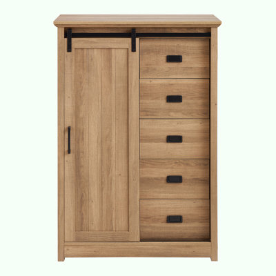 Farmhouse Modern Tall Dresser 5 Chest of Drawers