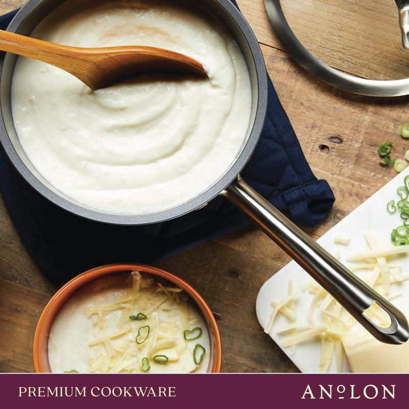 Anolon Accolade Forged Hard Anodized Nonstick Induction Sauce Pan with Lid, 2.5 Quart