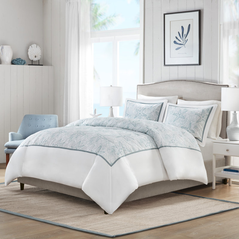 Mini ensemble de housse de couette en coton de style bord de mer Maya Bay, Housse de couette double / grand + 2 taies décora