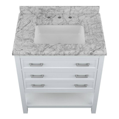 Keisha 31 " W Freestanding Standard Free Standing 1 Single Vanity Bathroom Vanity With Carrara Marble Top