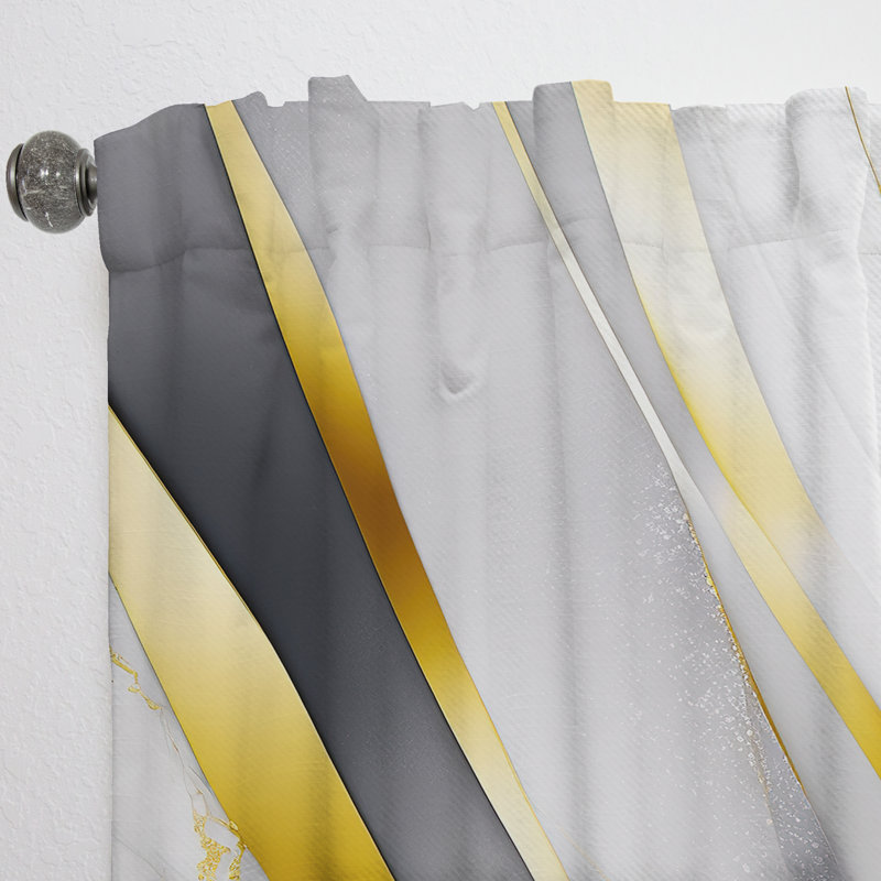 Reidar - Abstract Geode Waves Grey II - Modern Curtain - Velvet Room Darkening - 1 panel, 52" W x 108" L