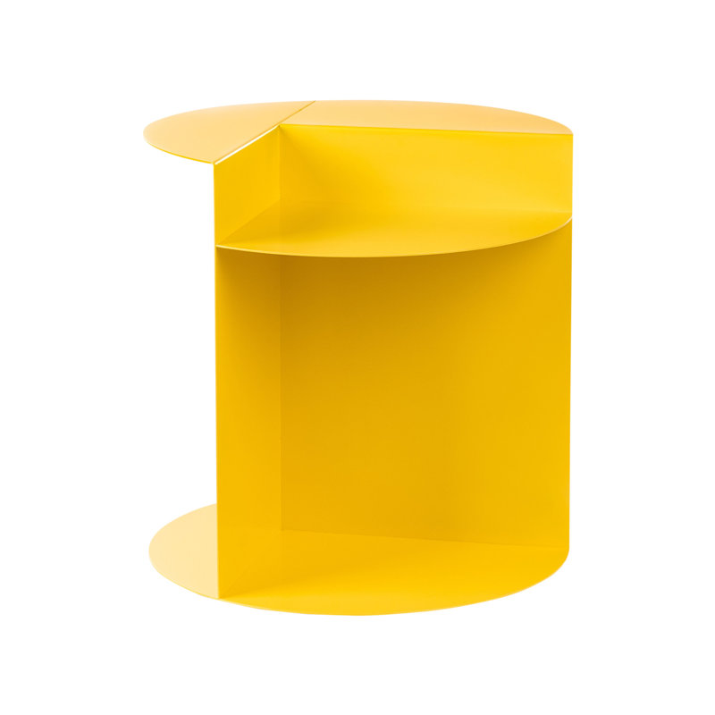 Metal Side Table with Storage, Yellow