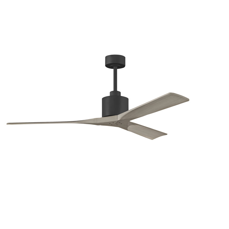 Nan Ceiling Fan In Textured Blades, Matte Black, Gray Ash Tone, 52"