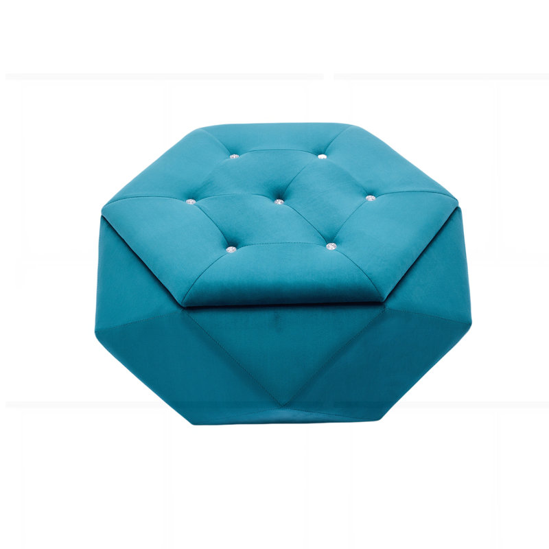 Repose-pieds en velours de rangement élégant, Bleu