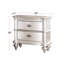 Table de chevet classique Classic Finition beige / blanc ou table de chevet 2 tiroirs en argent antique