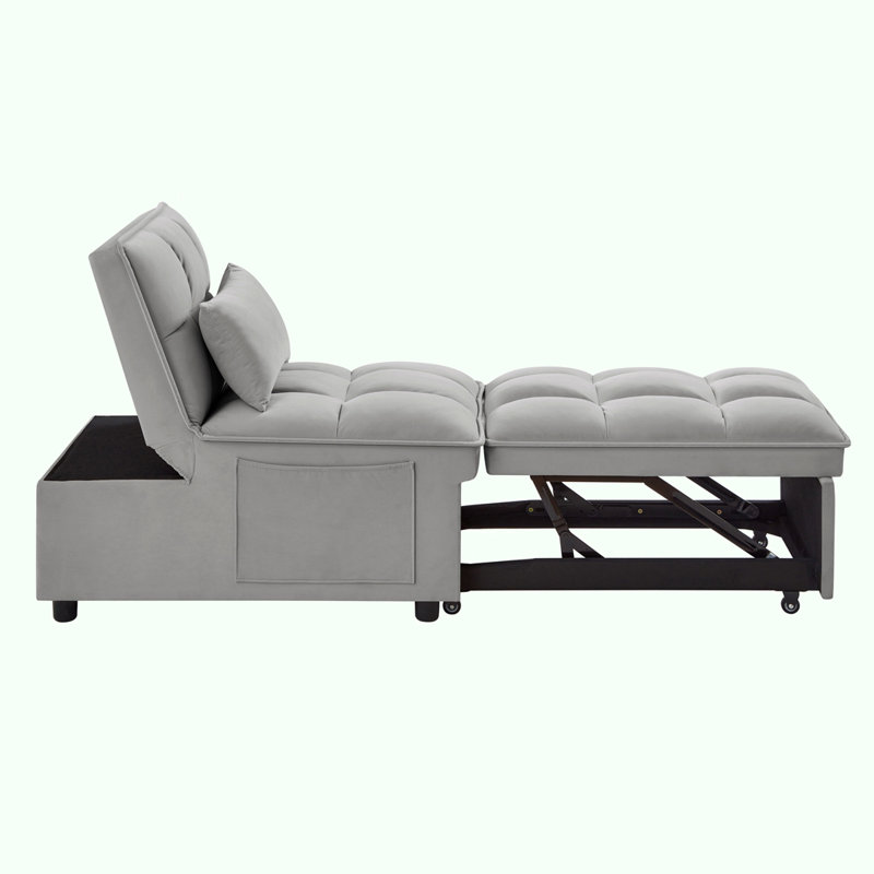 4 in1 Multi-Function Single Sofa Bed, Gray Velvet