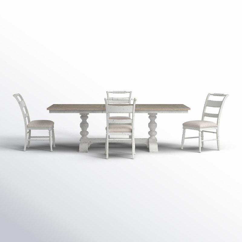 Bale 4 Person Trestle Dining Table Set, 5 Pieces: Table, 4 Chairs