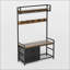 Banc de vestibule 5 en 1 avec 23 crochets, 2 tiroirs, rangement pour chaussures Hall Tree 33,1 "de large | Brun rustique | Bois aggloméré + métal