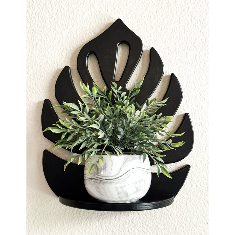 Addora Birch Solid Wood Plant Shelf, Black