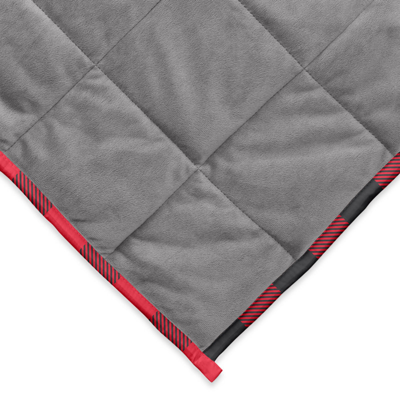 Reversible Weighted Anti-Anxiety Blanket, 20, Red/Black Checkered