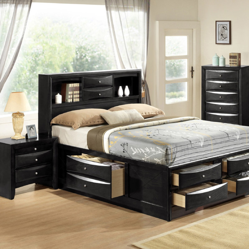 Mobilier de chambre en bois massif 1Pc, Noir