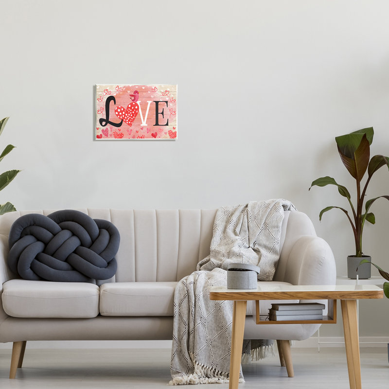 Art mural romantique sur toile avec motif de cœurs romantiques par ND Art, H 10 po x l 15 po x P 0,5 po, Bois