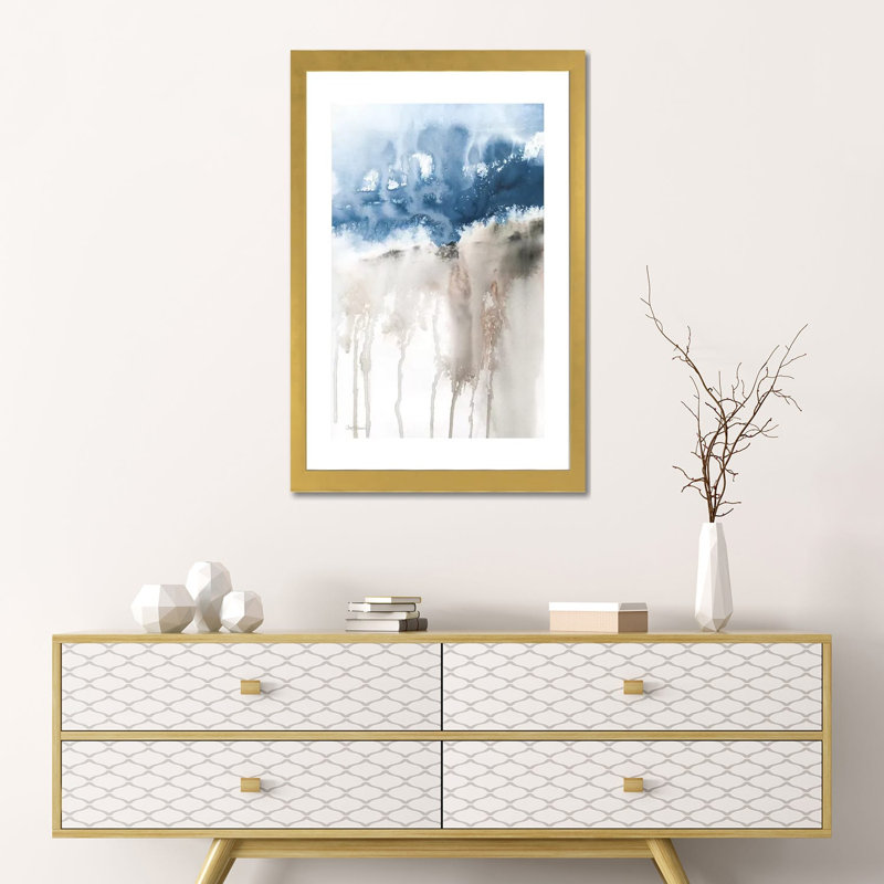 « Windy Cliff I » par Carol Robinson, reproduction d’art, H 24 po x l 16 po x P 1 po, Papier encadré doré, Blanc
