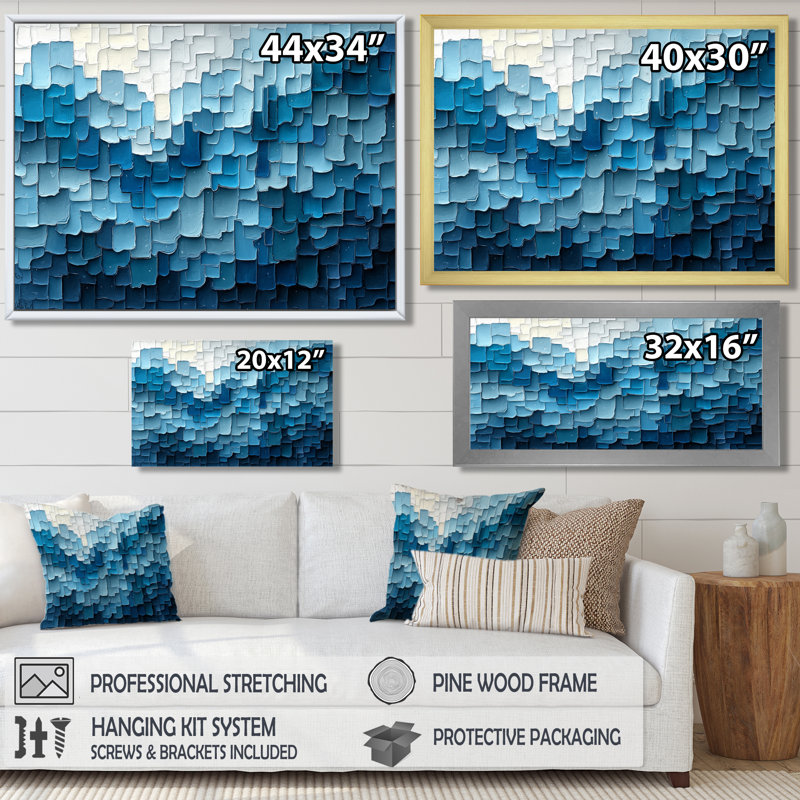 Denham Drip Paint of Blue Cubic Matrix V - Art mural peinture goutte à goutte, H 30 po x l 40 po, Noir