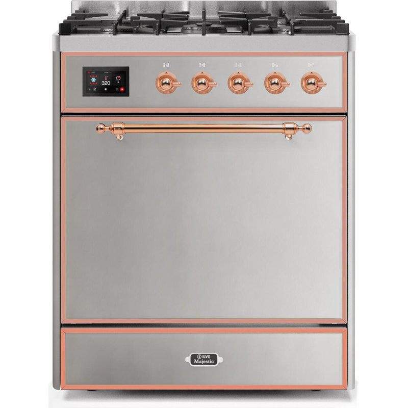 Majestic II 30" 4 cu.ft. Freestanding Dual Fuel with Convection Oven, Liquid Propane, Antique White/Brass