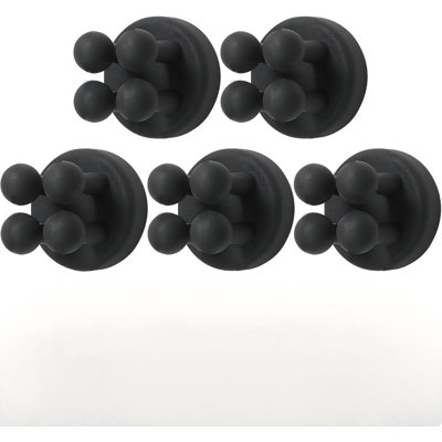 Razor Holder For Shower Hooks – 5Pcs Self Adhesive Wall Mounted Single Hook For Hanging Toothbrush, Functional Waterproof Utility Plug Holder For Bathroom Kitchen Living Room Office, Black