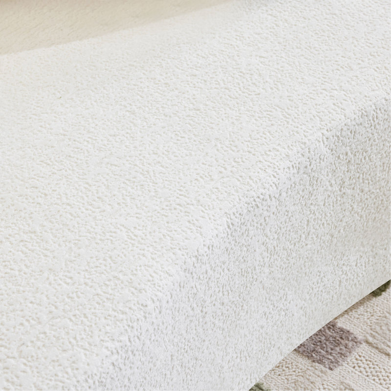 Canapé deux places incurvé compressé avec dossier amovible, tissu chenille de style rétro - Blanc