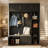 Entryway Storage Bench Hall Tree With Padded Bench, Shoe Cabinets, Hooks, And Multi-Tier Storage Shelves-1650277662