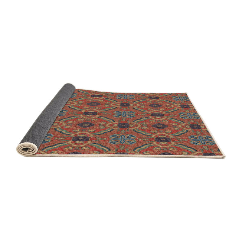 Tapis rouge/bleu à motifs Irthlingborough, Rond 4 pi