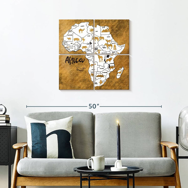 Carte d'Afrique Aliaz, H 26 po x l 26 po