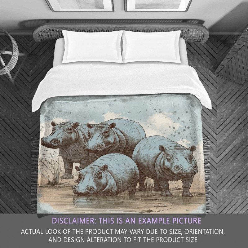 Hippo Wildlife Bedding, Twin Extra Long Comforter