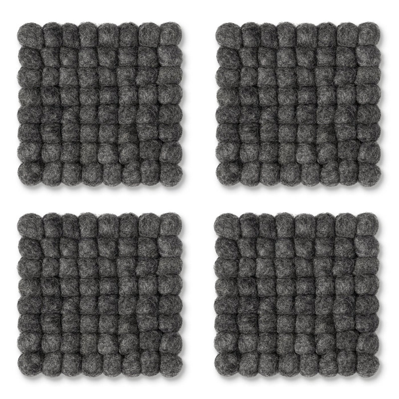  Sous-verres en laine MODWOOL (ensemble de 4, gris foncé), Gris foncé