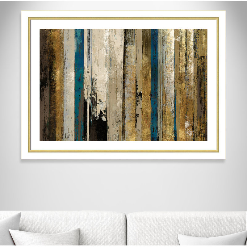 Croxley «Gold Forest», reproduction de peinture acrylique encadrée, Blanc et doré, H 31,75 po x l 43,75 po x P 1,13 po