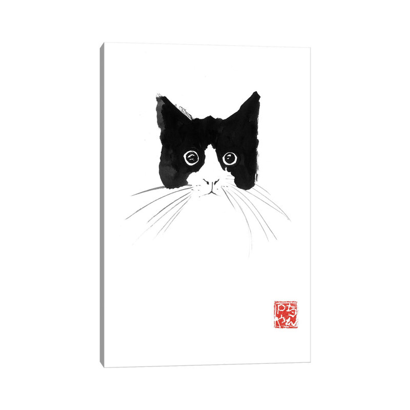 Cat Head 1 Piece Painting on Canvas, 20.32 cm H x 30.48 cm W, Wrapped Canvas