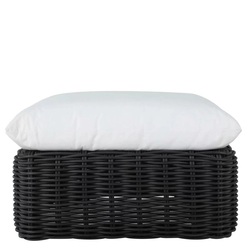 Montecito N-Dura Resin Wicker Outdoor Woven Ottoman - Onyx, 34.5 In., No, Intermix Bark