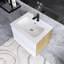 Grand meuble-lavabo mural moderne pré-assemblé blanc mat et chêne naturel avec lavabo intégré en céramique